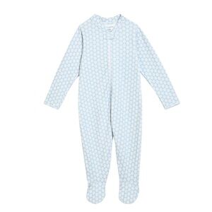 NWT Hill House Onesie Cotton Footie Zip Pajamas Powder Blue Baroque Shell 12-18m